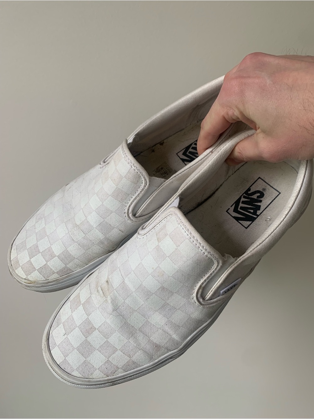 Vans Slip-On Checkerboard Canvas Loafers - Off-White/White Size 10